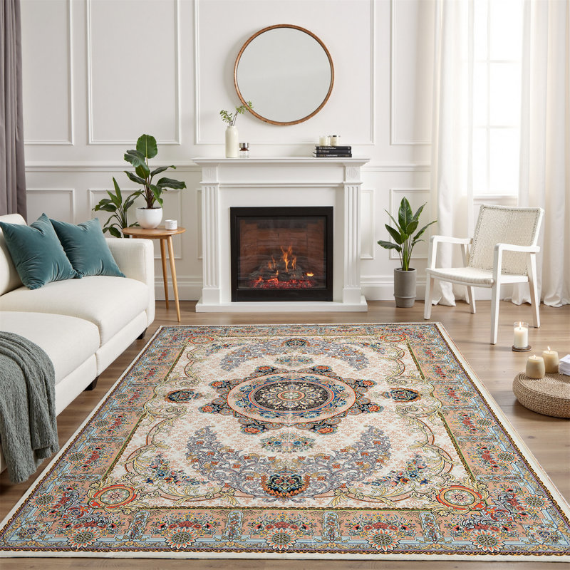 Rectangle Polyester Machine Woven Area Rug, Rectangle 6' x 9'