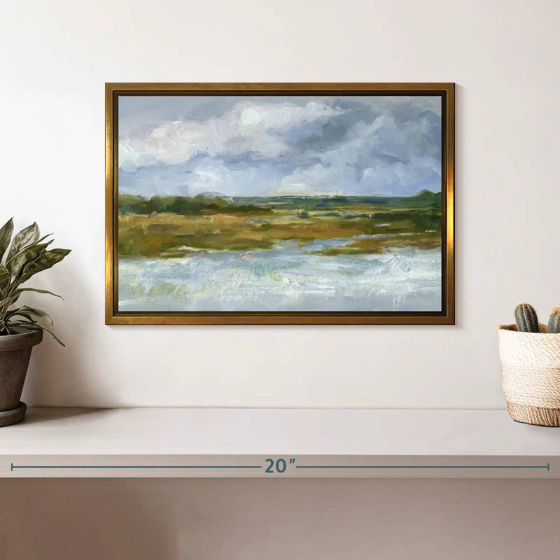 May Skies I, Cadre flottant doré, 13 po x 9 po