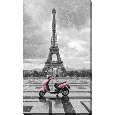 «Vespa in Paris», impression sur toile tendue