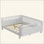 Lit plateforme en bois pour enfants, lit à profil bas en bois avec rails pour filles et garçons-129932647-129932646