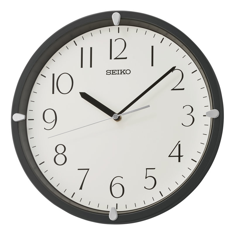 QHA007JLH Wall Clock, Black Matte, Matte Black 