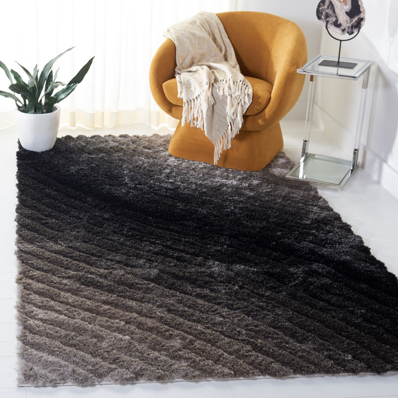 Cimah Shag Hand Tufted Performance Solid Color Rug, Rectangle 3'6" x 5'6"