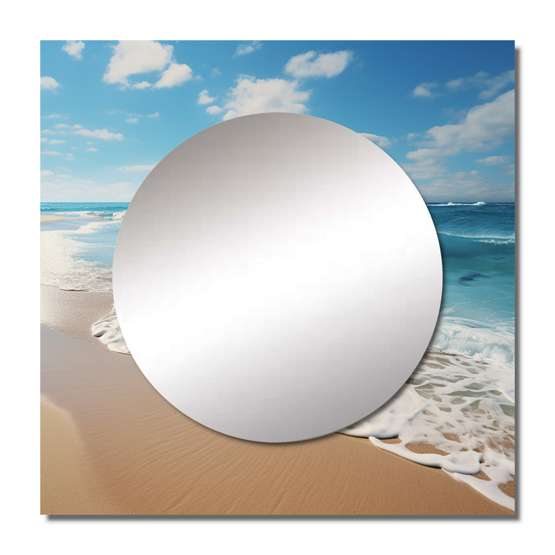 Scenic Landscape Coastal Serenity VI - Landscapes Large Square Mirror For Wall Art Decor, 23" x 23"