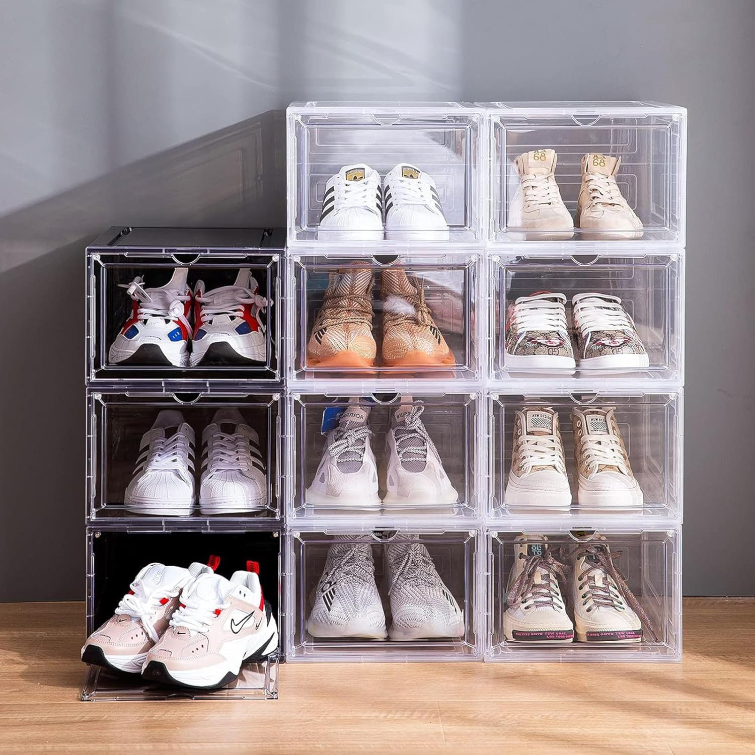 Rebrilliant Clear Stackable Shoe Storage Boxes With Magnetic Doors ...