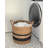 Round Abaca Striped Decorative Storage Basket with Handles, Natural and Black