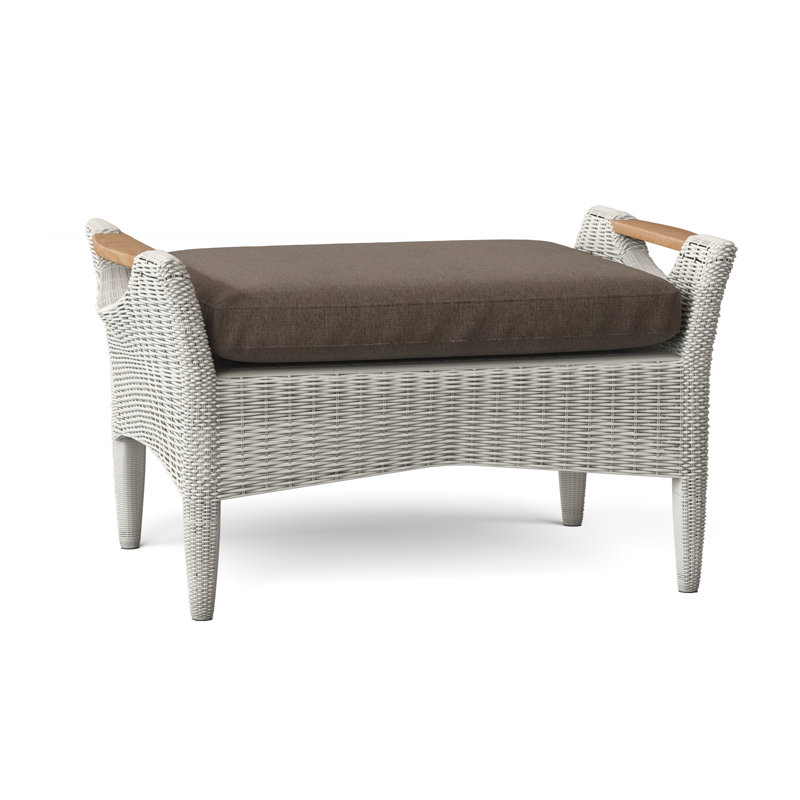 Culebra Rectangle Outdoor Sunbrella® Ottoman Patio Ottoman, Oat, Culebra Sea Salt