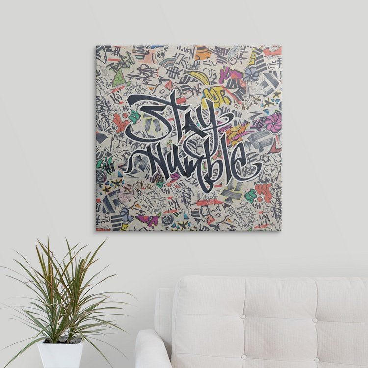 « stay modeste-inspiration urban inspiration », H 35 po x l 35 po x P 1,5 po, Toile
