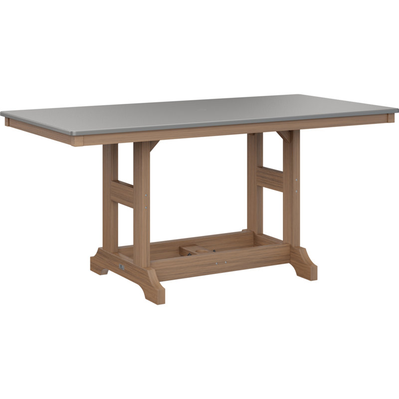 Table de salle à manger rectangulaire Berlin Garden, Acajou antique, Acier inoxydable martelé, H 30,87 po x l 66 po x P 33 po