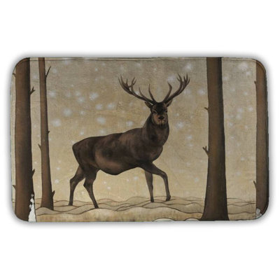 Roe deer in a winter landscape Bath Mat with Non-Slip Backing - Quick Dry Memory Foam Bathroom Rug - Absorbent - Modern Plush Spa-Style - Machine Washable