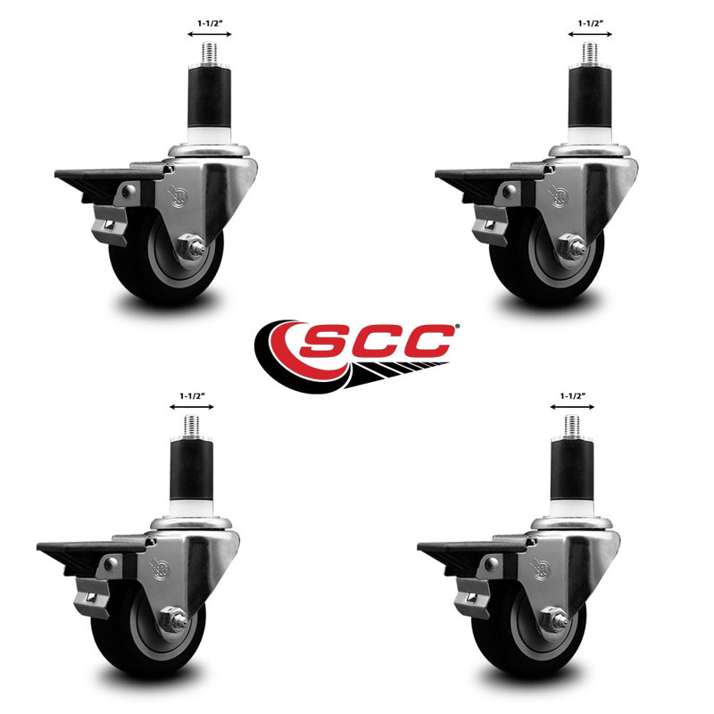 Ensemble de roulettes extensibles pivotantes en poly de 3 pouces et 1-1 / 2 pouces SCC