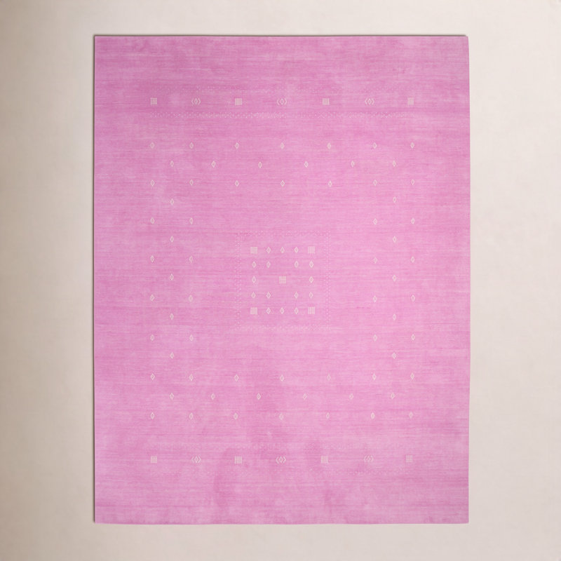 Simi Hand Knotted Cotton/Wool Southwestern Area Rug, Pink, Rectangle 6' x 9'