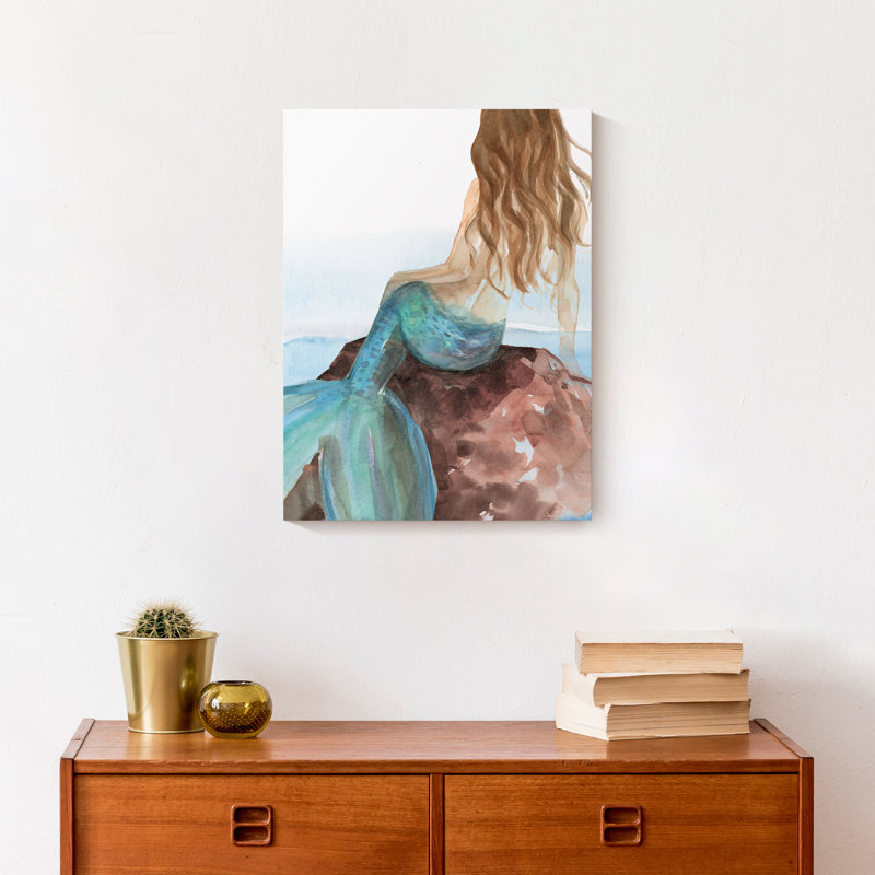 «Mermaid On A Rock On», reproduction sur toile, H 16 po x l 12 po x P 1,25 po