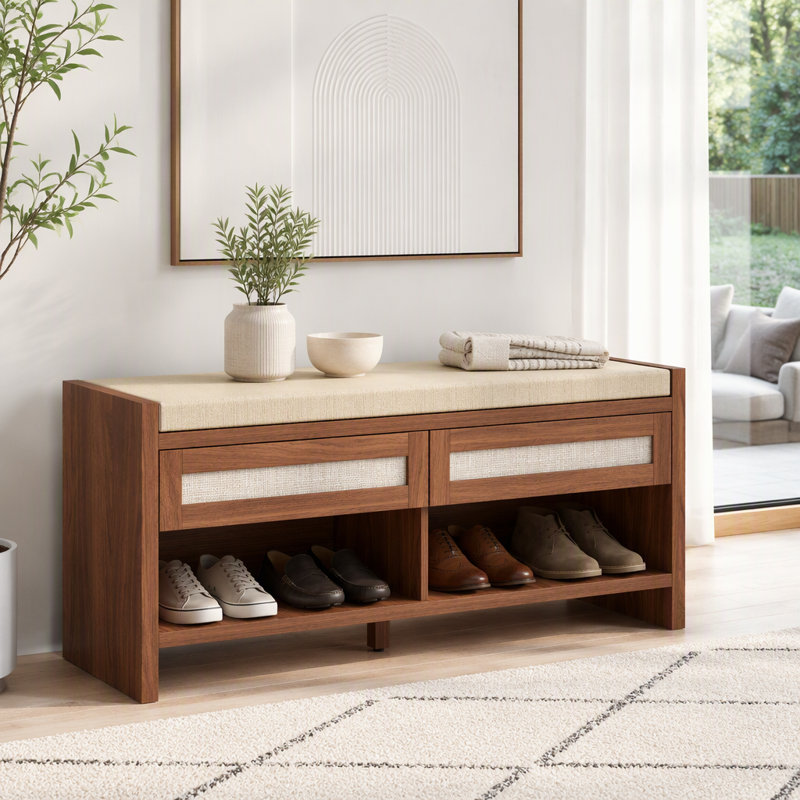 Polyester Blend Upholstered Bench