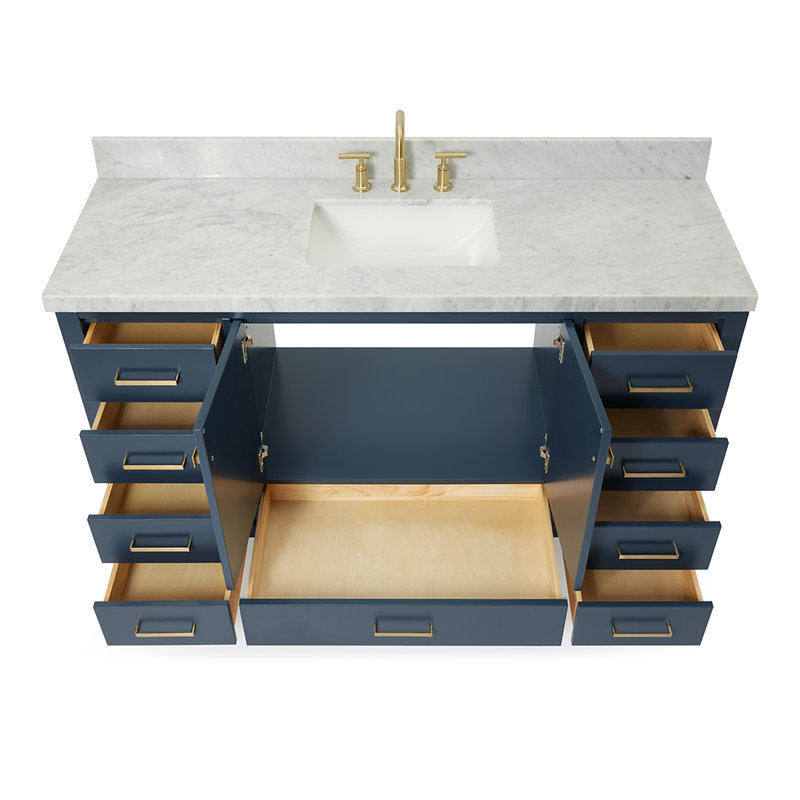 Ensemble de meuble-lavabo simple 61 po Cambridge, Forme rectangulaire, Bleu minuit
