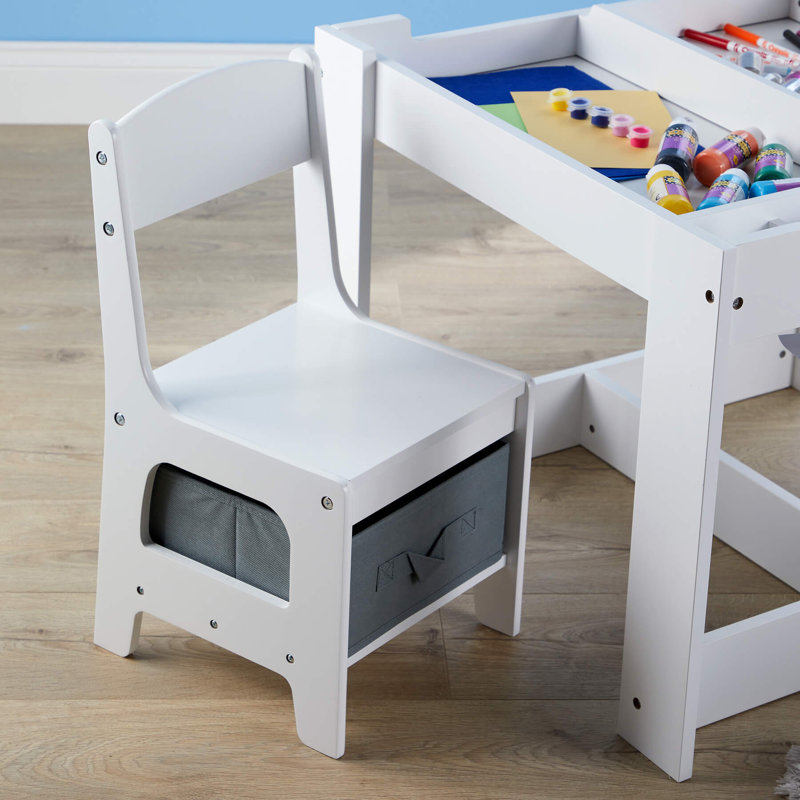 Manufactured Wood Adjustable Square 2 Students Activity Table & Chairs
