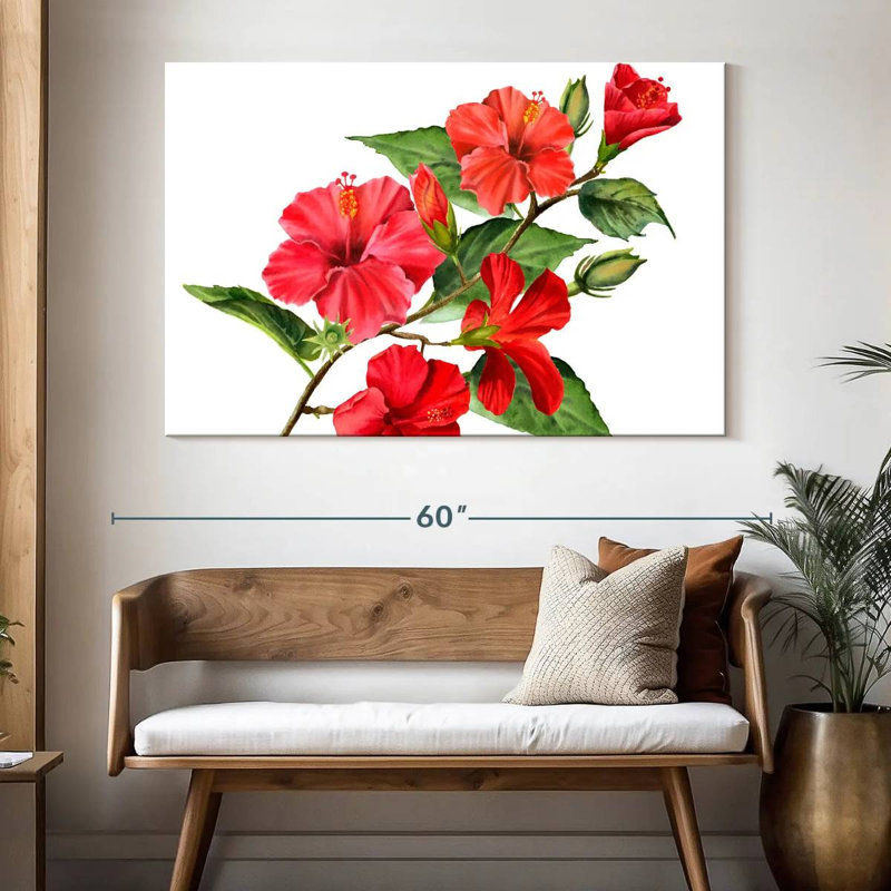 Branche de fleur d'hibiscus, H 34 po x l 51 po