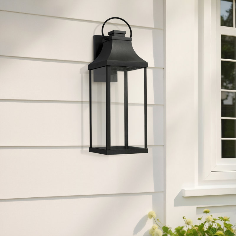Capoeira Isabela 9" W X 27" H Outdoor 1-Light Night Sky Extra Large Wall Lantern In Oiled Bronze With Clear Glass, Black
