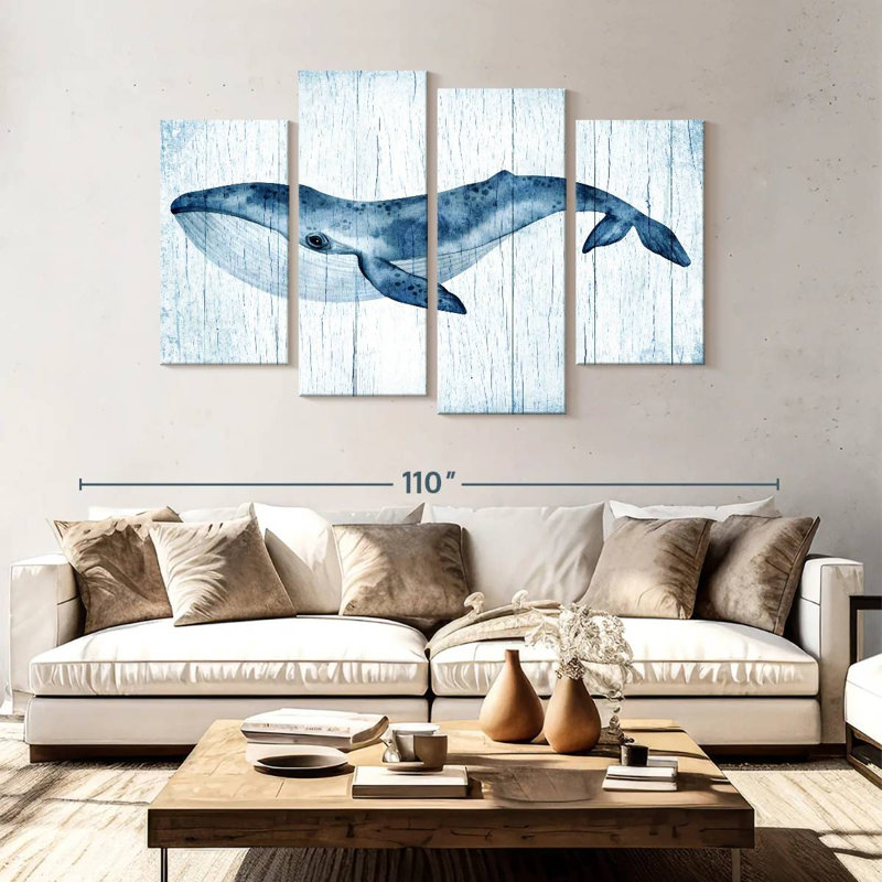 Wooden Blue Whale, 54" H x 84" W
