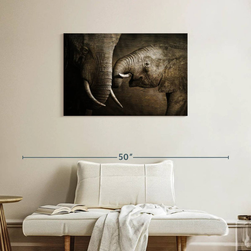 Brampt Affectionate Elephants, 24" H x 36" W