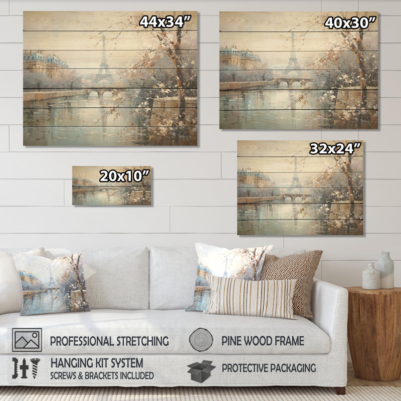 Winter Winter Eiffel Tower City Charm I - City Paris sur impression sur bois, H 10 po x l 20 po x P 0,78 po