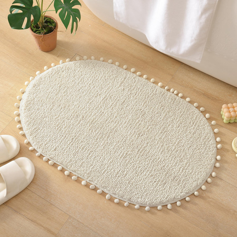 Tapis ovale avec tapis de bain Yyddeo, Simple - L 30 po x l 20 po, Crème, crème