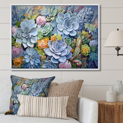«Blue Succulent Dessert Charm» sur toile