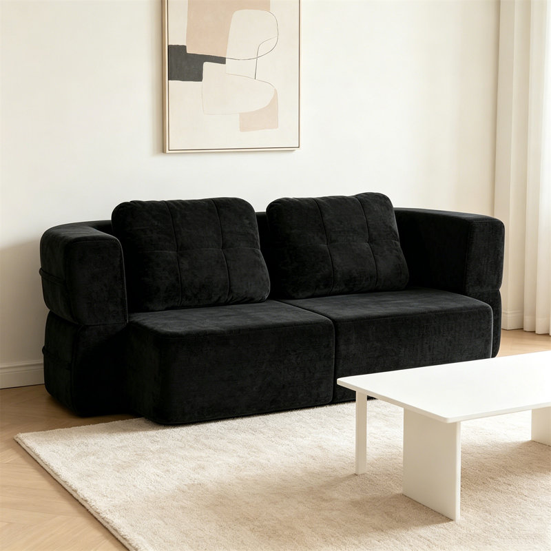Canapé-lit convertible en chenille gris foncé 77 po 77 po, canapé-lit pliable avec housses amovibles, canapé-lit multifonctionnel pour petits appartements, salon, chambre d'amis