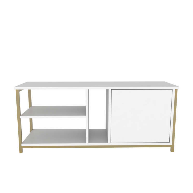 Meuble télé, Blanc / Doré