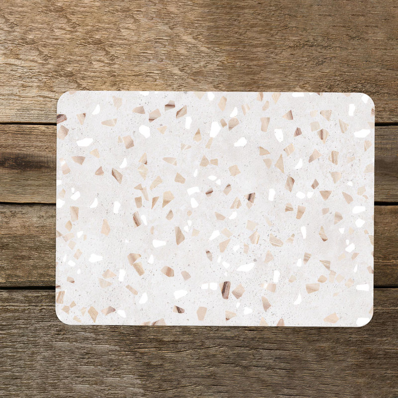 Planche à découper douce aux tons doux avec motif de faux terrazzo, parfaite pour les pique-niques et le service en verre durable