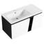 Meuble-lavabo de salle de bain avec lavabo en céramique et porte à fermeture en douceur. Fixé au mur. Style moderne. Rangement spacieux. Contreplaqué de qualité. Design contemporain blanc et noir. Option-176390004