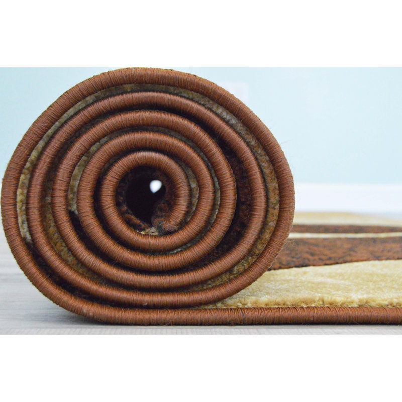 Tapis de zone brun/crème abstract Mccampbell, Rectangle 5 pi x 7 pi