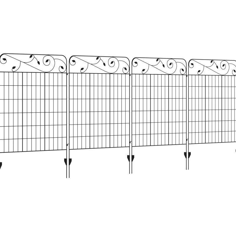 43.17" H X 11.5' L Rust- Steel Fence For Garden, Decorative Border Yard, Landscape, Patio, Outdoor With Square Vines Garden Fence, 4 Pack, 11.5'X43", Vine Feature