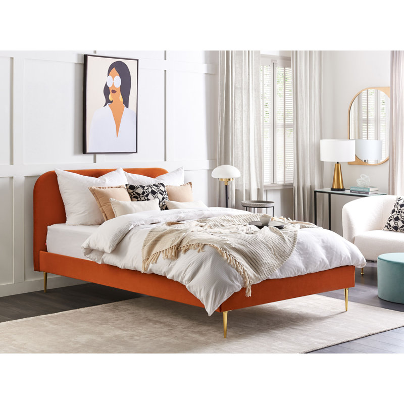 Glaser Upholstered Bed, 160 x 200cm, Orange