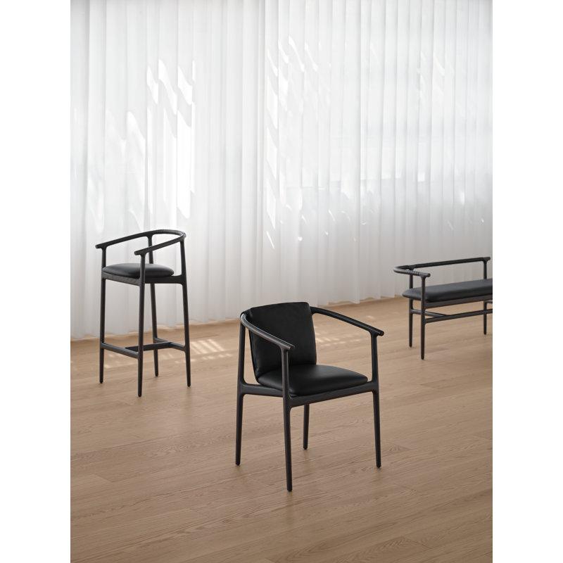 Charlie Upholstered Dining Bench, Black, Messenger 077