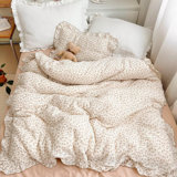 47"x59" Soft Cotton Muslin Duvet Cover, Camellia Print