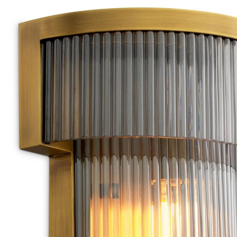 CDJ Wall Lamp Andromeda smoke glass, Antique Brass