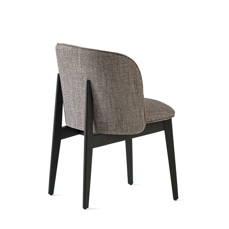 Abrey Upholstered Armchair with Wooden Base, Taupe, Matt Black