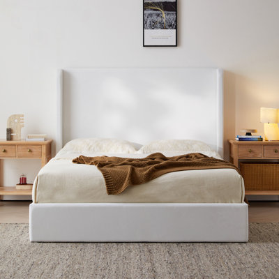 Upholstered Wingback Bed With 52.3" High Headboard