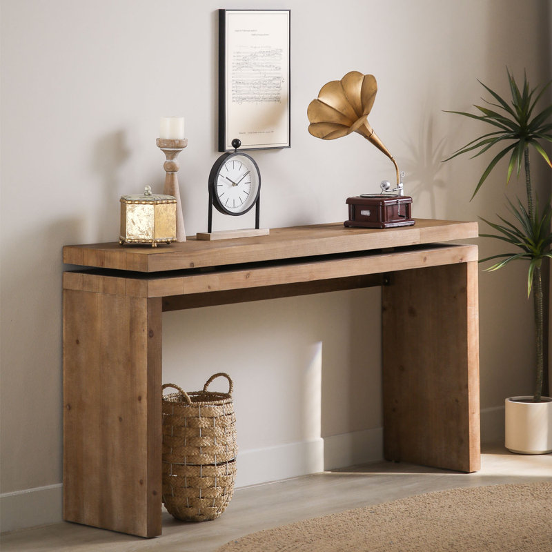 Console en bois 58 po pour salon, chambre à coucher et entrée, Brun foncé