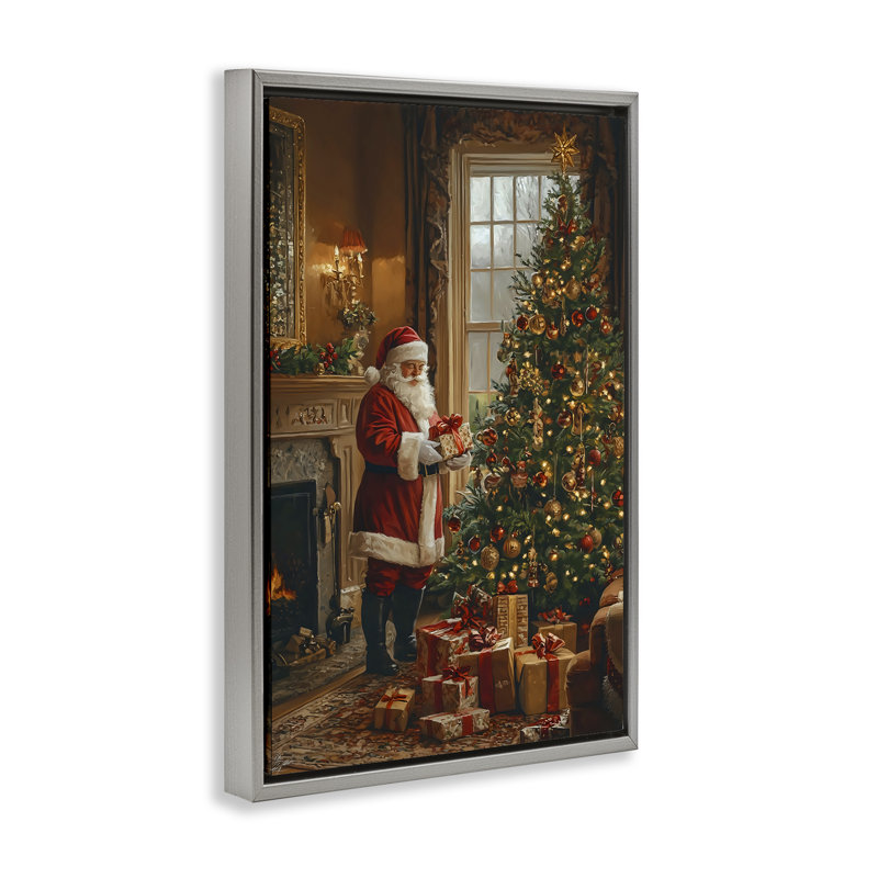 Cadre flottant pour arbre de Noël entièrement décoré, design par Franklyn Gregory, Cadre flottant gris lustré