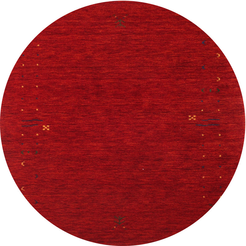 Tapis de zone rouge contemporaine, Rond 7 pi