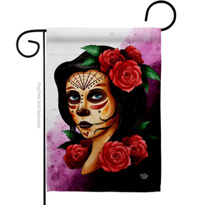 Double Sided 18.5'' H x 13'' W Polyester Day Of The Dead Garden Flag