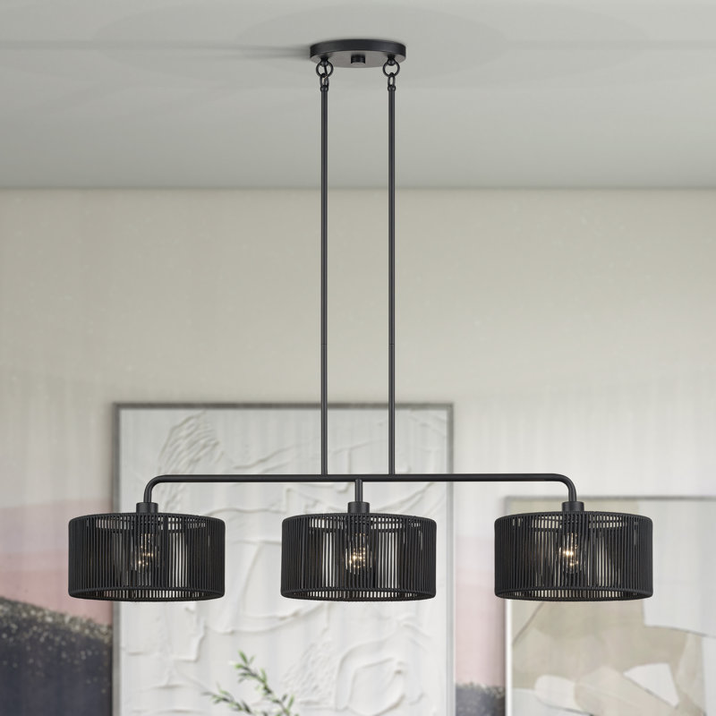 Yount Black Extra Large Linear Chandelier, Matte Black, Black