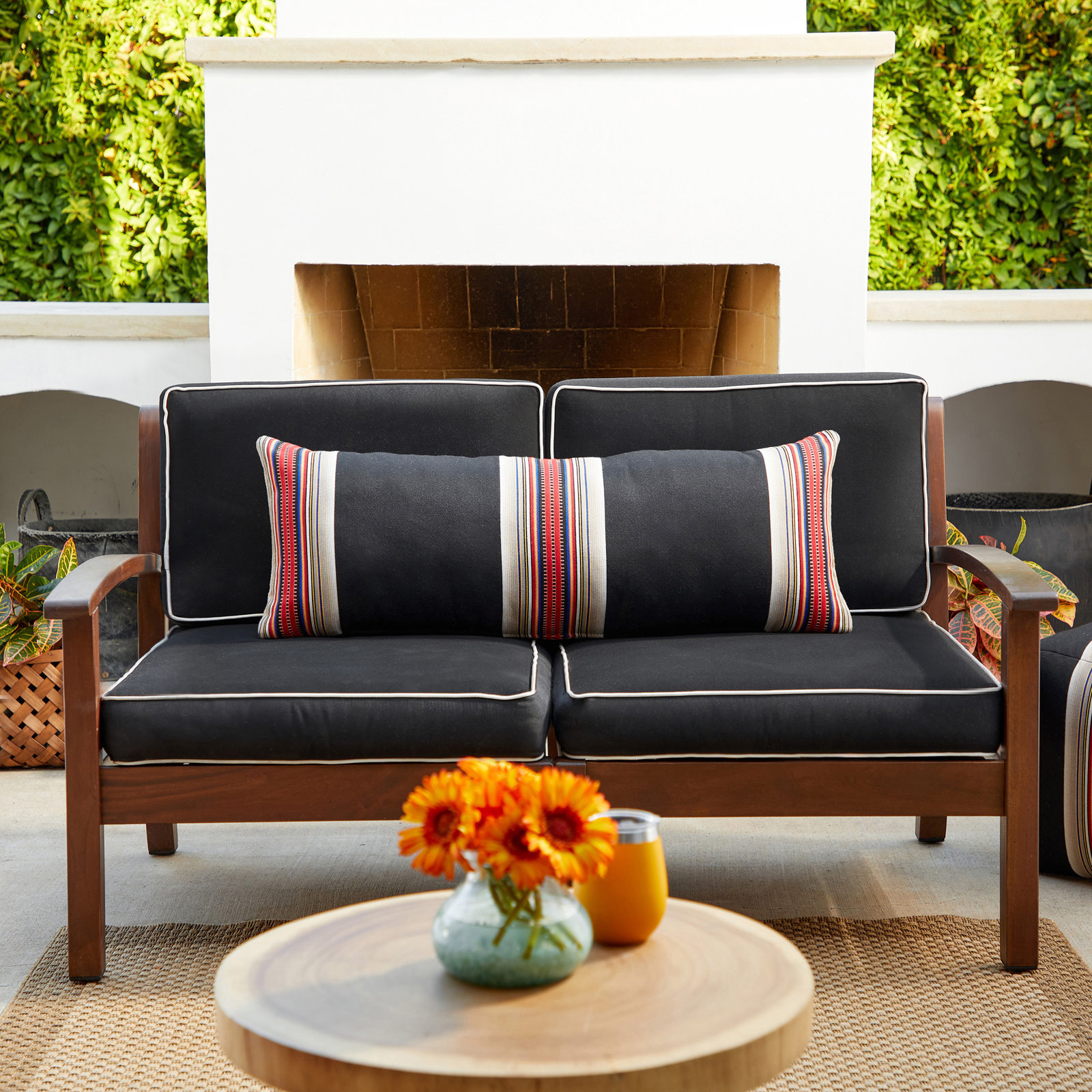 Reversible Throw Pillow, Black/Red