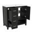 Meuble-lavabo de 36 po avec lavabo en céramique, meuble-lavabo moderne avec 2 tiroirs, portes à fermeture en douceur et tablette ouverte, meuble de salle de bain autoportant en bois massif-1262863520