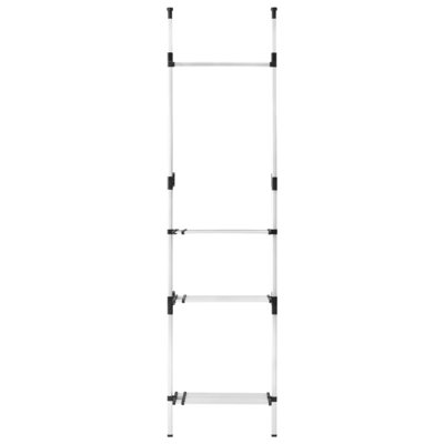 Système de garde-robe télescopique avec tringles et tablette - Organisateur de garde-robe réglable en aluminium, solution de rangement peu encombrante
