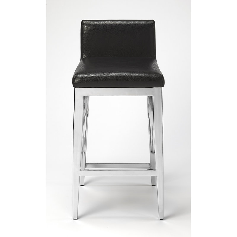 Kelsey Stainless Steel Faux Leather 25"Counter Stool
