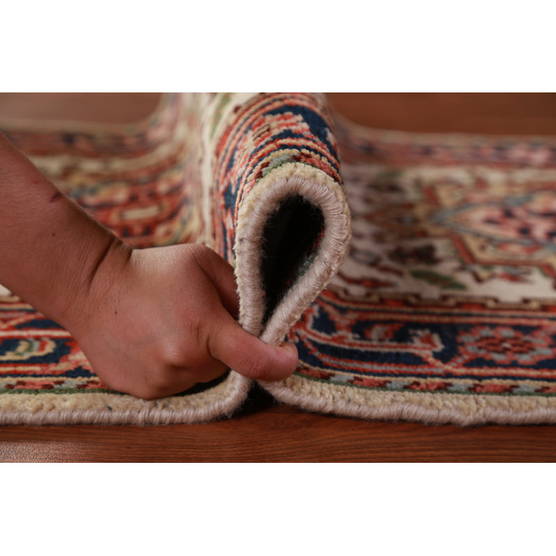 Tapis de couloir oriental ivoire en laine 3x8