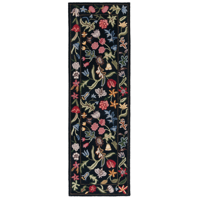 Abigel Hand Tufted Wool Floral Rug, Rectangle 2'6" x 8"