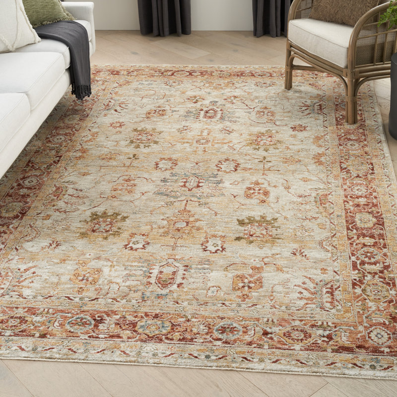 Tapis ivoire à bordure Sahar, Rectangle 7 pi 10 po x 10 pi 4 po